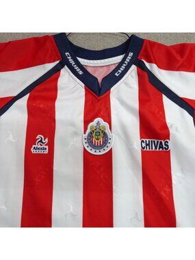 Vintage Chivas Guadalajara Soccer Jersey XL Red White Alexis
